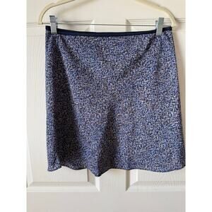 Exact Change Blue Abstract Print Mini Skirt Y2K 90s Elastic Ribbon Waist Size L